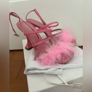 RAYE pink fluffy heels - worn once!